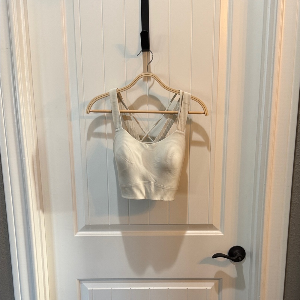 Lululemon Athletica White Ribbed sports bra